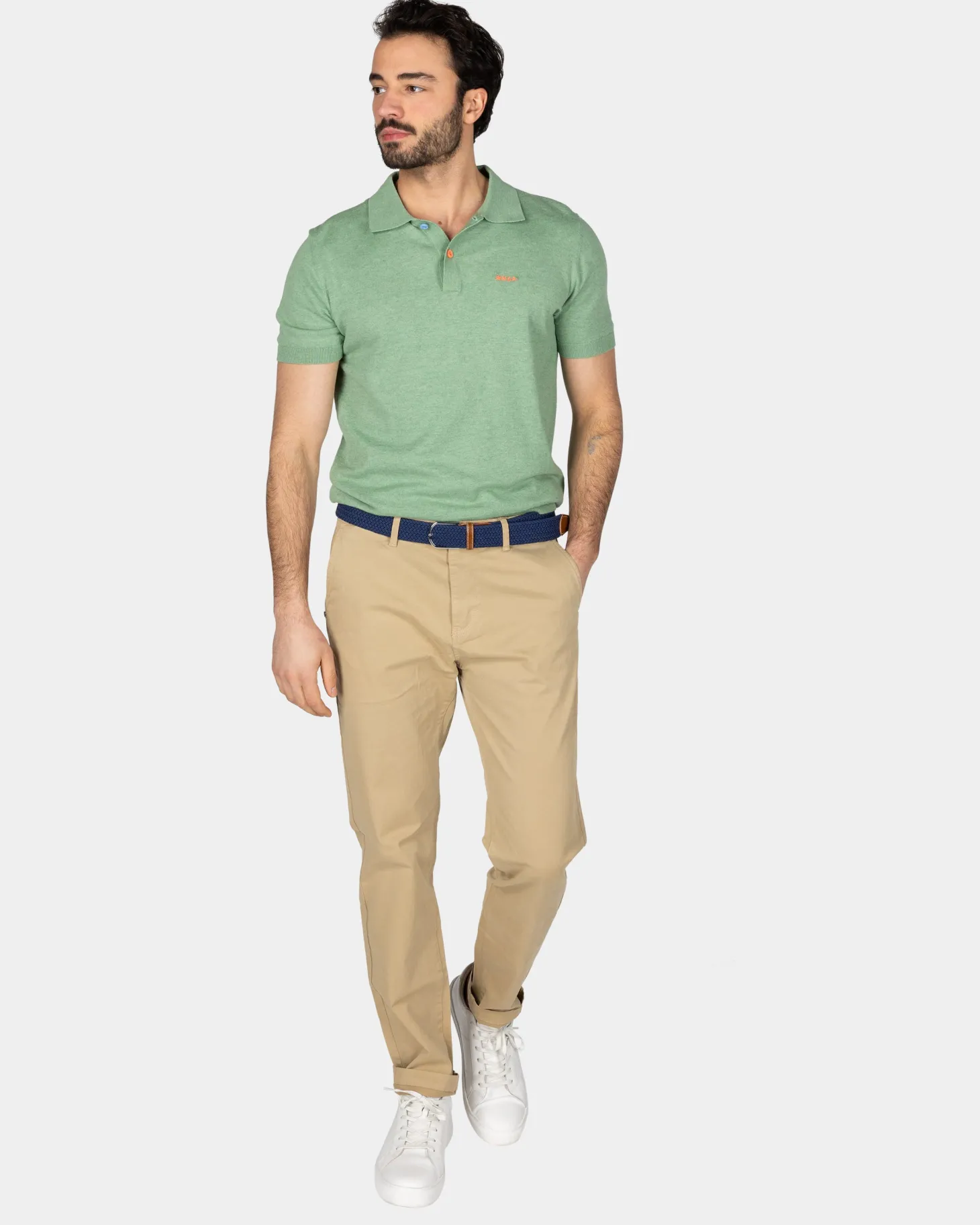 Basic hellgrünes Poloshirt