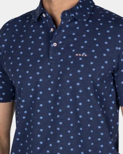 Baumwollblaue Polo mit kleinen Punkten