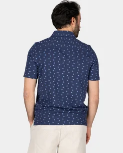 Baumwollblaue Polo mit kleinen Punkten