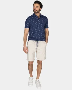 Baumwollblaue Polo mit kleinen Punkten