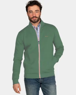 Baumwoll-Cardigan mit Stretch - Amazon Green
