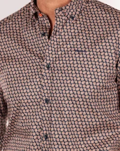 Baumwoll-Elasthan-Shirt mit langen Ärmeln - Trent Petrol