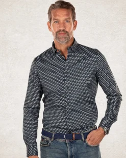 Baumwoll-Elasthan-Shirt mit langen Ärmeln - Crushing Green