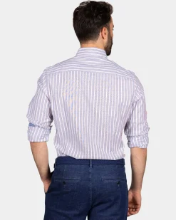 Baumwollhemd mit Streifen - Ocean Navy