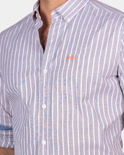 Baumwollhemd mit Streifen - Ocean Navy