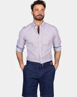 Baumwollhemd mit Streifen - Ocean Navy