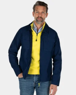 Baumwoll-Overshirt mit Reißverschluss - Key Navy