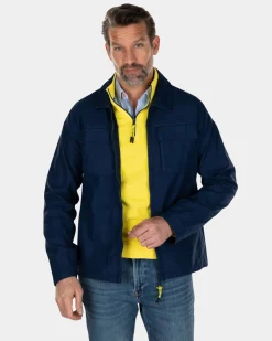 Baumwoll-Overshirt mit Reißverschluss - Key Navy