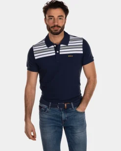 Baumwoll-Poloshirt Navy - Key Navy