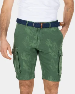 Bedruckte Cargo-Shorts aus Leinen und Baumwolle - Active Army