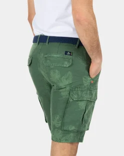 Bedruckte Cargo-Shorts aus Leinen und Baumwolle - Active Army