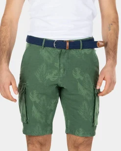 Bedruckte Cargo-Shorts aus Leinen und Baumwolle - Active Army