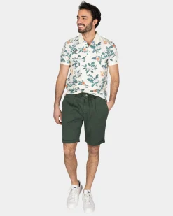 Beige Polo mit großem Blumenprint