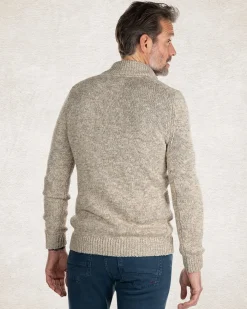Beigefarbener Baumwollpullover mit halbem Reißverschluss - Sahara Sand