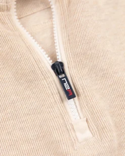 Beigefarbener Sweatshirt mit halbem Reißverschluss - Oat Sand