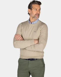 Beiger Pullover mit Rundhalsausschnitt