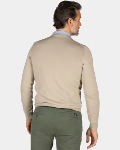 Beiger Pullover mit Rundhalsausschnitt