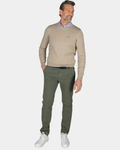 Beiger Pullover mit Rundhalsausschnitt