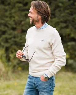 Beiger Pullover mit Rundhalsausschnitt