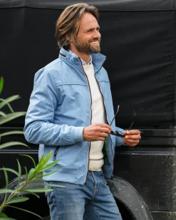 Blaue Baumwoll-Bomber