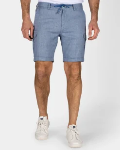Blaue Leinen-Chino-Shorts