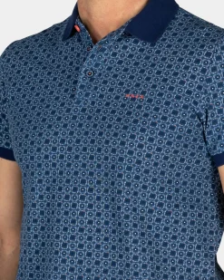 Blaue Polo mit Aufdruck