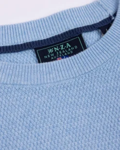 Blauer einfarbiger Pullover mit Rundhalsausschnitt