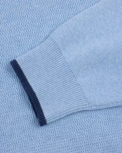 Blauer einfarbiger Pullover mit Rundhalsausschnitt