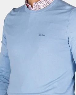 Blauer Pullover mit Rundhalsausschnitt