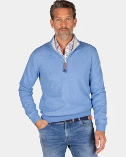 Blauer Sweater mit halbem Reißverschluss - Frozen Blue