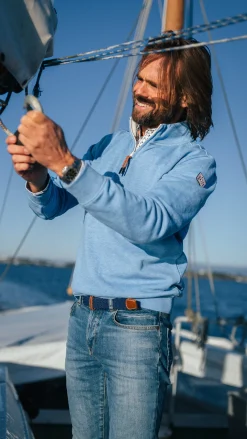 Blauer Sweater mit halbem Reißverschluss - Frozen Blue