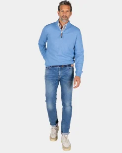 Blauer Sweater mit halbem Reißverschluss - Frozen Blue