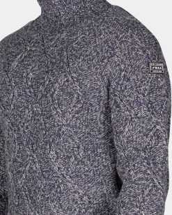 Blauer Wollpullover mit Rollkragen - Tin Blue