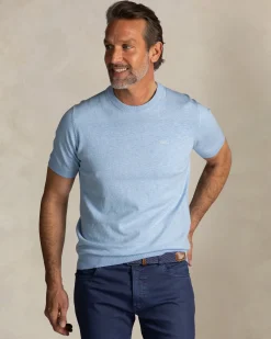 Blaues Baumwoll-Langarmshirt