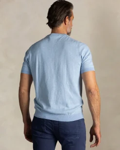 Blaues Baumwoll-Langarmshirt