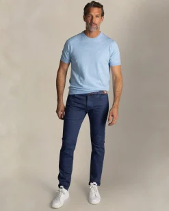 Blaues Baumwoll-Langarmshirt