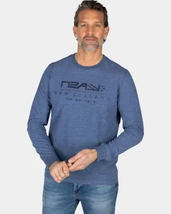 Blaues Baumwoll-Langarmshirt