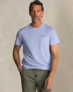 Blaues Baumwoll-T-Shirt mit Modalanteil