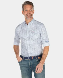 Blaues Hemd mit Aufdruck - Ecru Multicolour