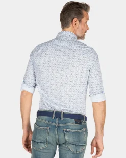 Blaues Hemd mit Aufdruck - Ecru Multicolour