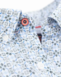 Blaues Hemd mit Aufdruck - Ecru Multicolour