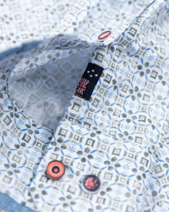 Blaues Hemd mit Aufdruck - Ecru Multicolour