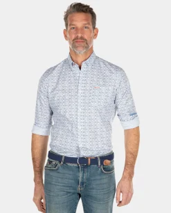 Blaues Hemd mit Aufdruck - Ecru Multicolour