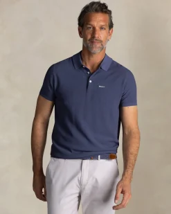 Blauw katoen polo