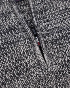 Brauner Baumwollpullover mit halbem Reißverschluss - Mud