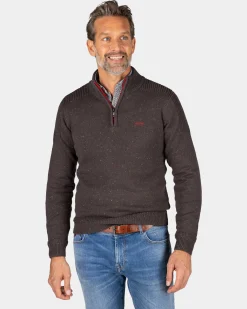 Brauner Pullover mit halbem Reißverschluss - Mud