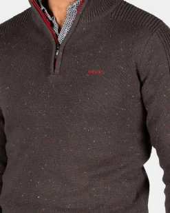Brauner Pullover mit halbem Reißverschluss - Mud