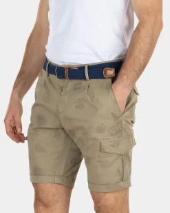 Cargo-Shorts aus Baumwolle mit Blumendruck - Beach Sand