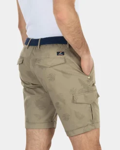Cargo-Shorts aus Baumwolle mit Blumendruck - Beach Sand