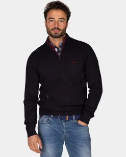 Dunkelblauer Pullover mit halbem Reißverschluss - Winter Navy